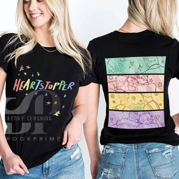 Front And Back Heartstopper Tshirt Aesthetic Lgbtq Comic Novel Shirt