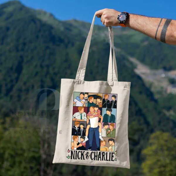 Nick and Charlie Heartstopper Art Eras Tour Canvas Tote Bag Ver1