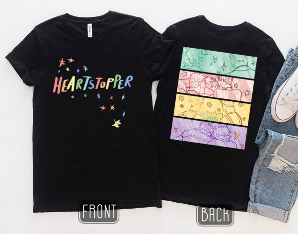 Front And Back Heartstopper Tshirt Aesthetic Lgbtq Comic Novel Shirt