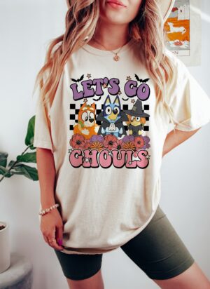 Bluey And Bingo Spooky Vibes Let's Go Ghouls Happy Halloween Shirt