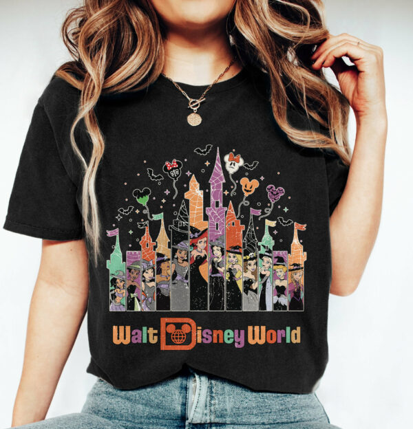 Vintage Disney Princess Castle Walt World Halloween Shirt