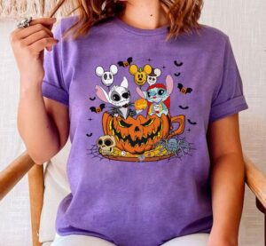 Vintage Disney Stitch Jack Skellington Halloween Shirt