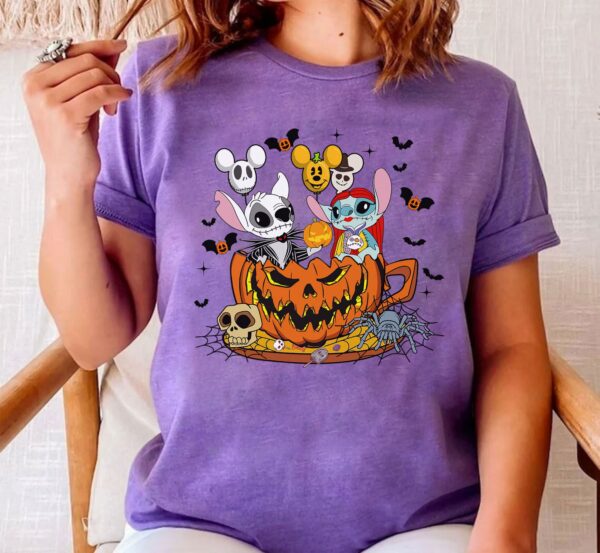 Vintage Disney Stitch Jack Skellington Halloween Shirt