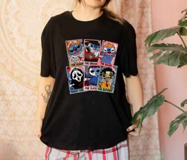 Vintage Stitch Horror Character Tarot Card Shirt