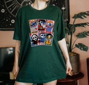 Vintage Stitch Horror Character Tarot Card Shirt