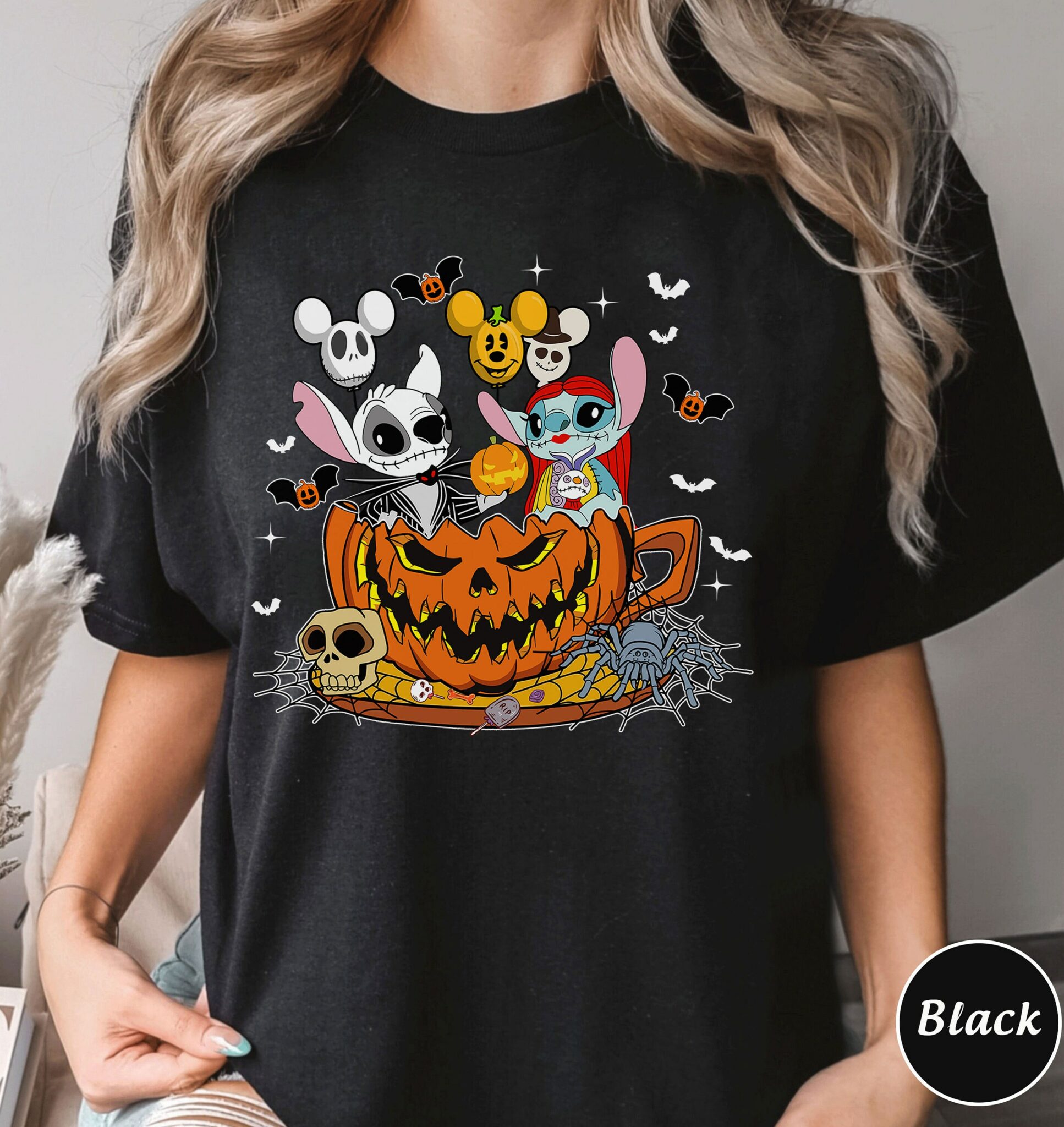 Vintage Disney Stitch Jack Skellington Halloween Shirt - Brook Prime