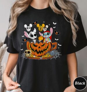 Vintage Disney Stitch Jack Skellington Halloween Shirt