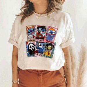 Vintage Stitch Horror Character Tarot Card Shirt