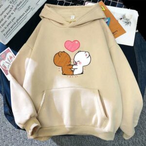 Couple Cute Mocha n Milk Bear Embroidery Sweatshirt