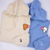 Cute Mocha and Milk Couple Bear Embroidery Sweatshirt