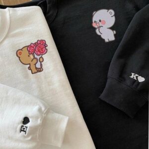 Embroidered Cute Mocha and Milk Bear Couple Sweatshirt 2