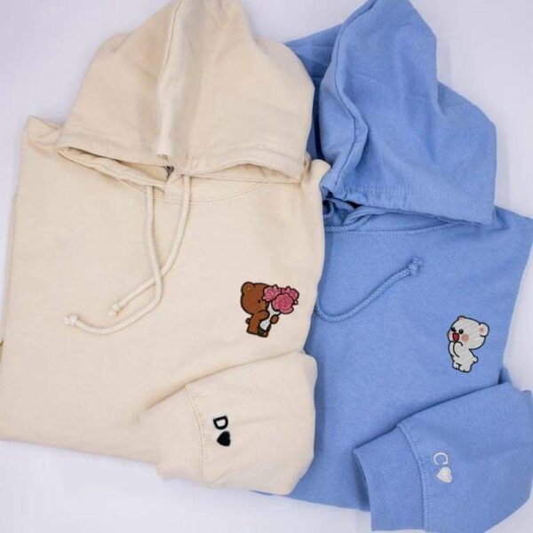 Embroidered Cute Mocha and Milk Bear Couple Sweatshirt 2