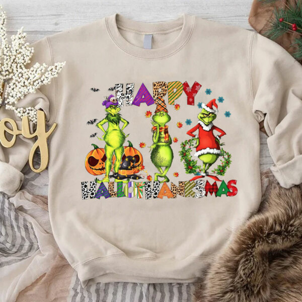 Happy Hallothanksmas Grinch Sweatshirt Hoodie Shirt