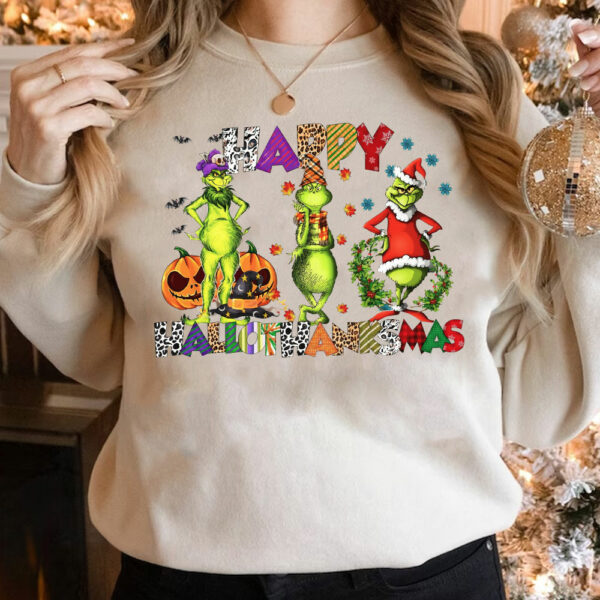 Happy Hallothanksmas Grinch Sweatshirt Hoodie Shirt