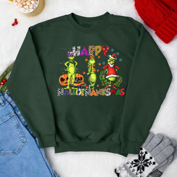 Happy Hallothanksmas Grinch Sweatshirt Hoodie Shirt