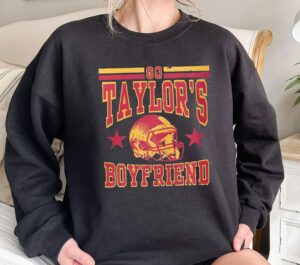 Retro Go Taylors Boyfriend Sweatshirt, Vintage Travis Kelce T-Shirt, Taylor Football Shirt, Taylor Fan Gifts, Eras Tour, Taylor and Travis