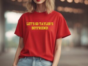 Taylor Swift Boyfriend Travis Kelce Inspired Unisex T-Shirt Swiftie Collectible Gift For Swifties Crewneck Red With Slogan