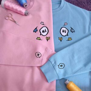Personalized Embroidered Hi Hi Bubbles chat embroidered Sweatshirt