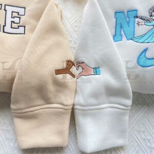 Brookprime Official Fronzen Elsa and Olaf Nike Couple Embroidery Sweatshirt